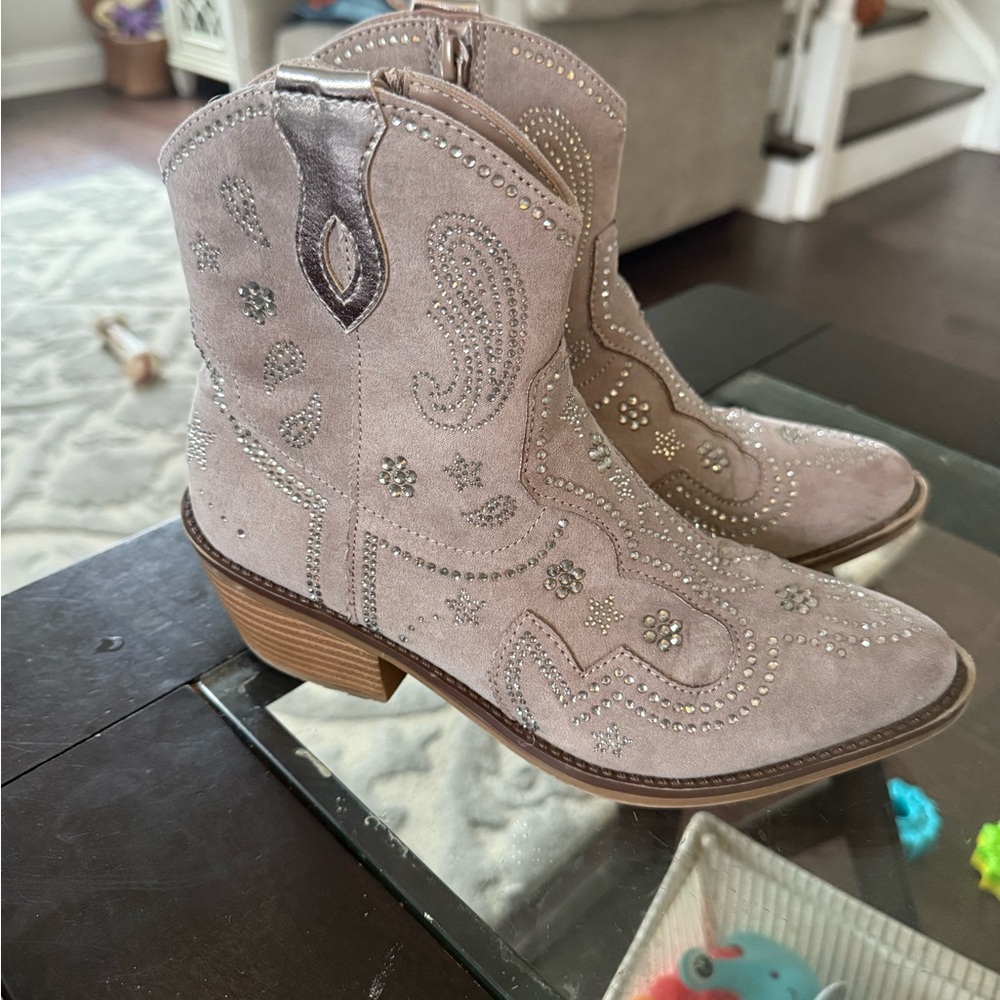 Steve Madden Taupe Embellished Ankle Booties